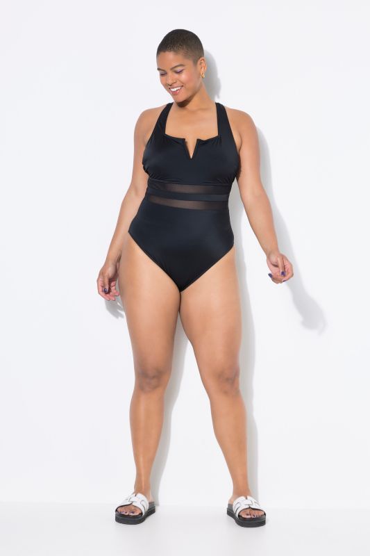 Sheer Striped One Piece Swimsuit