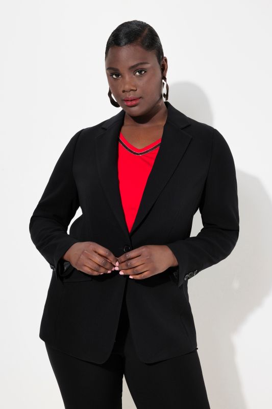 Triacetate Blend Lapel Collar Fully Lined Blazer