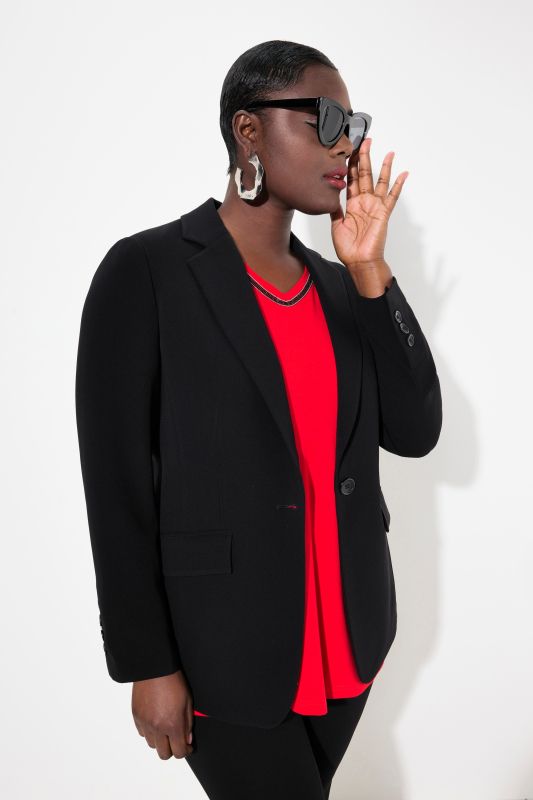 Triacetate Blend Lapel Collar Fully Lined Blazer