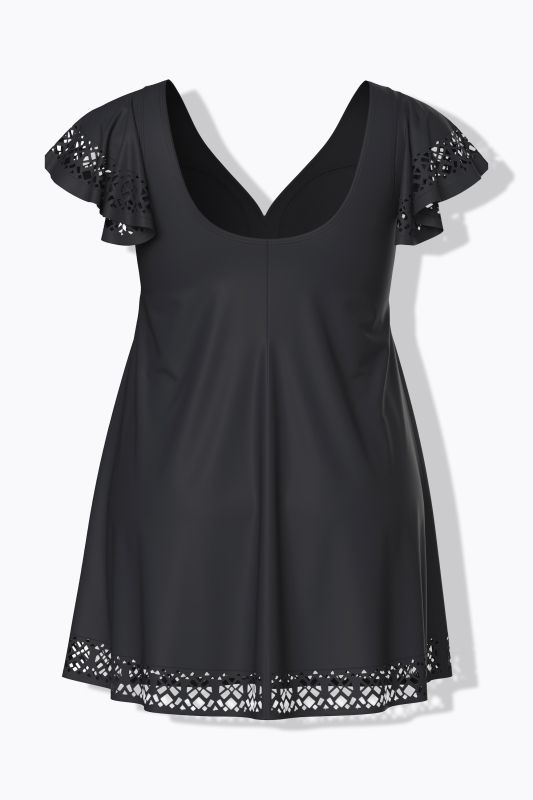 Рокля за плуване с лазерно изрязани акценти