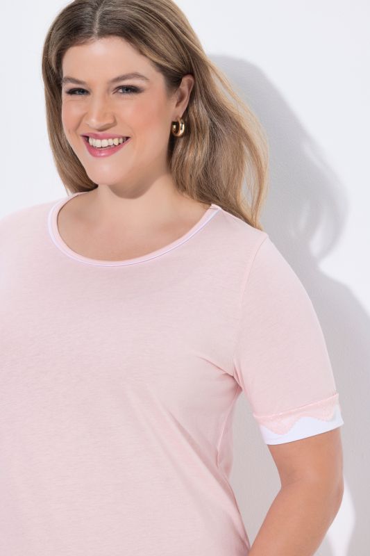 Lace Trim Short Sleeve Nightgown