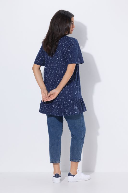 Polka Dot Knit Ruffle Tunic