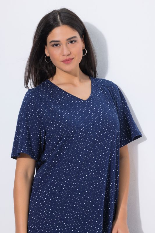 Polka Dot Knit Ruffle Tunic