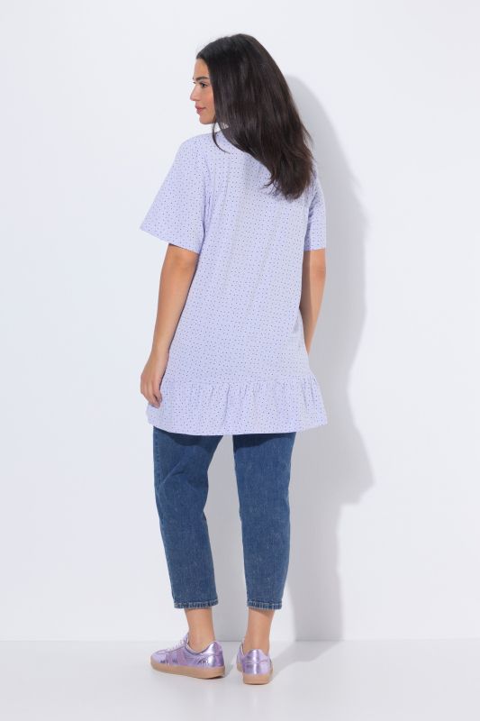 Polka Dot Knit Ruffle Tunic