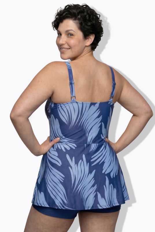 Brushstroke Skirted Short Swim Dress