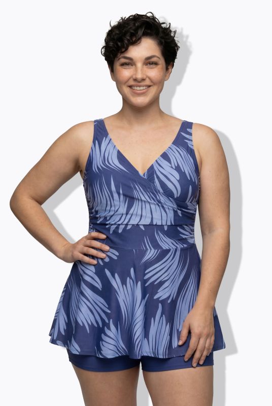 Brushstroke Skirted Short Swim Dress