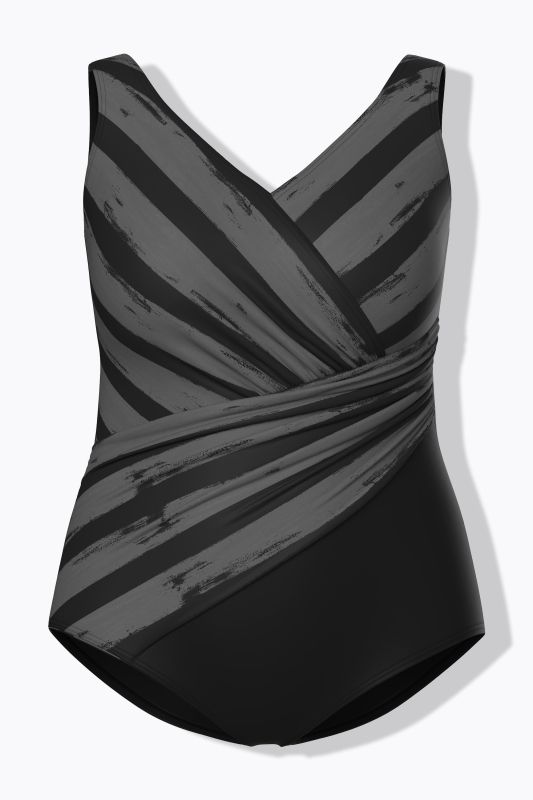 Striped Draped One Piece Swimsuit