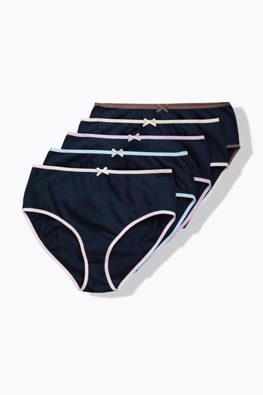 5 Pack Contrast Trim Midi Briefs