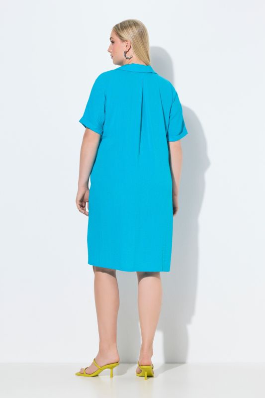 Collared Short Sleeve A-Line Dress