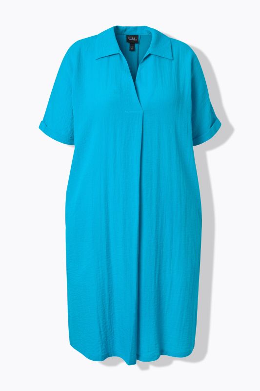 Collared Short Sleeve A-Line Dress