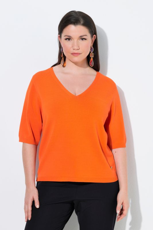 Short Sleeve V-Neck Sweater