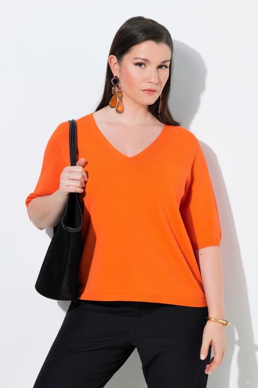 Short Sleeve V-Neck Sweater