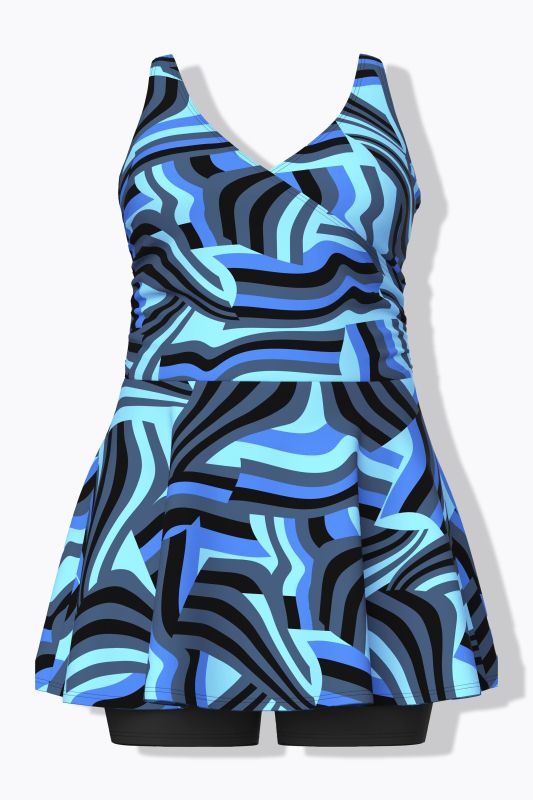 Retro Print One Piece Swim Dress