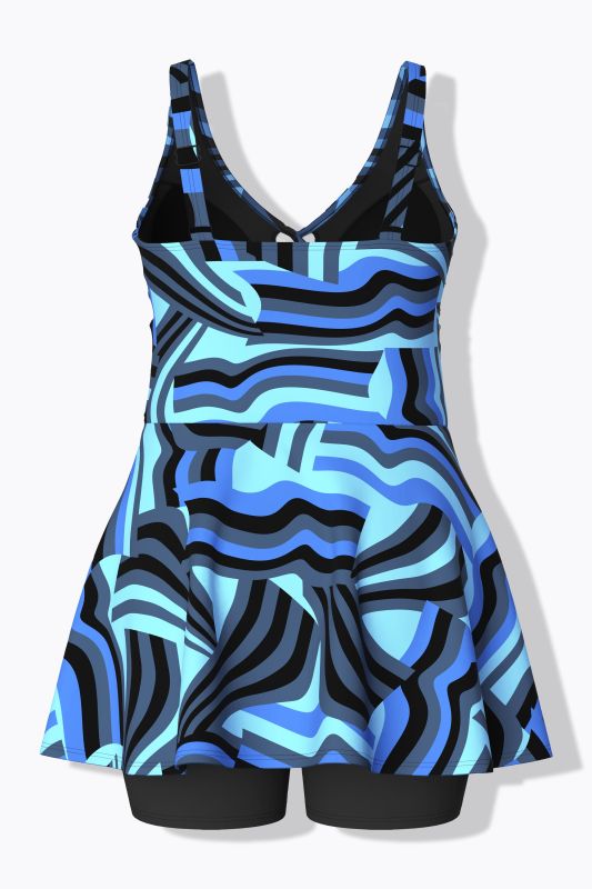Retro Print One Piece Swim Dress