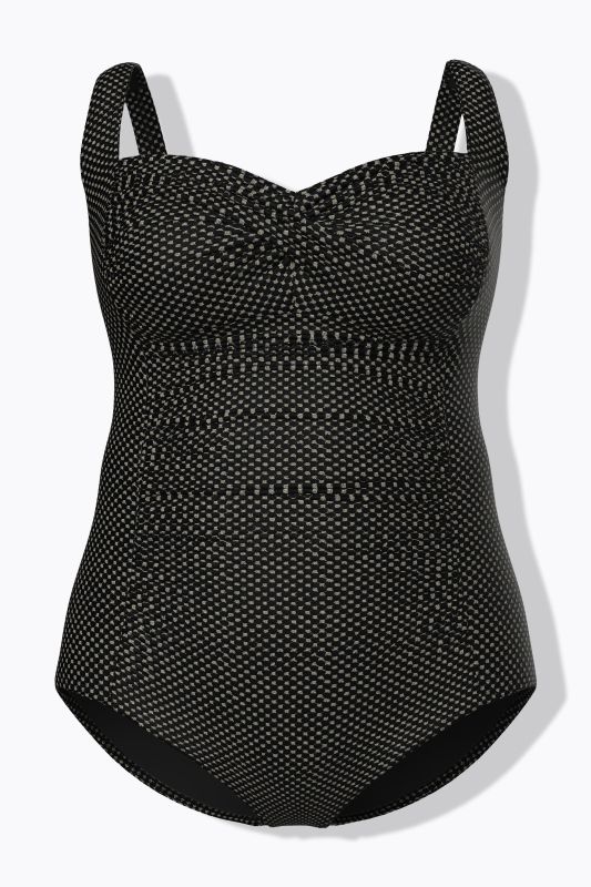 Metallic Draped Front Sweetheart Neckline Swimsuit