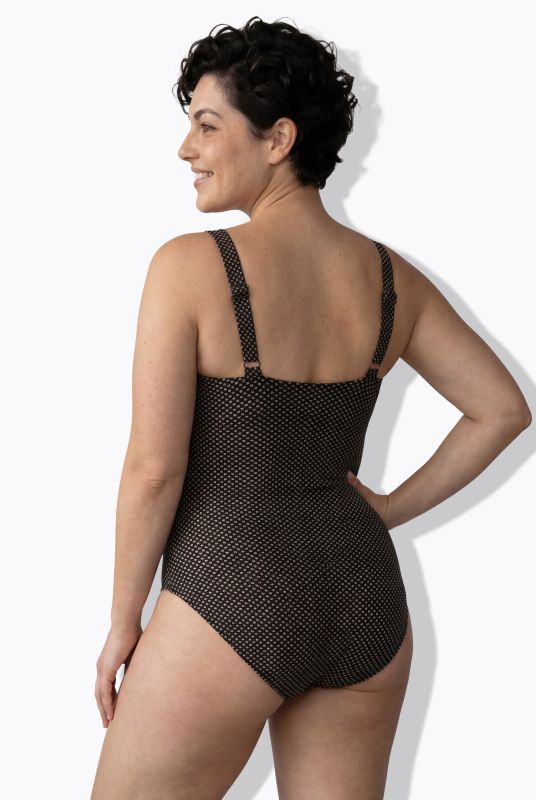 Metallic Draped Front Sweetheart Neckline Swimsuit