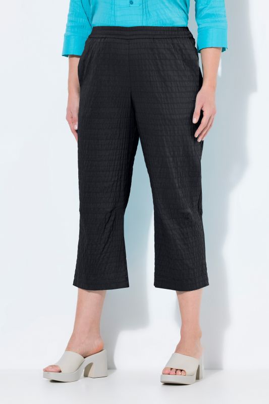 Textured Elastic Waist Cropped Pants
