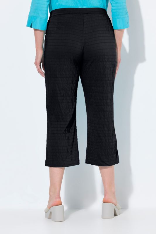 Textured Elastic Waist Cropped Pants