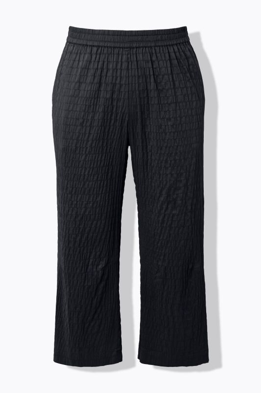 Textured Elastic Waist Cropped Pants