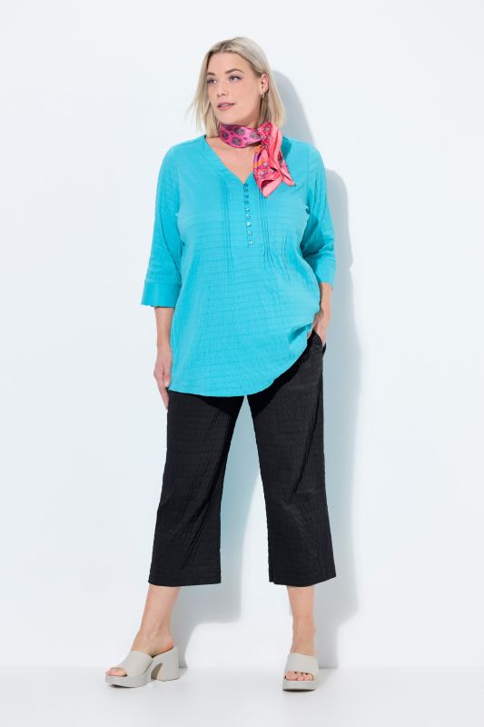 Textured Elastic Waist Cropped Pants