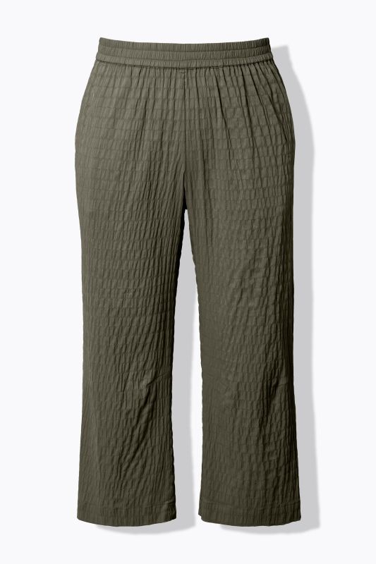 Textured Elastic Waist Cropped Pants
