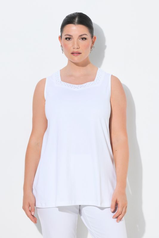 Rhinestone Neckline Pima Cotton Tank