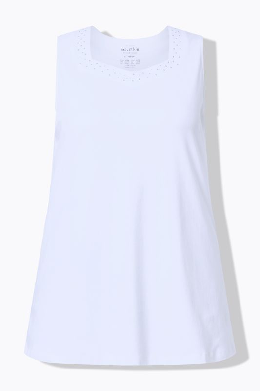 Rhinestone Neckline Pima Cotton Tank