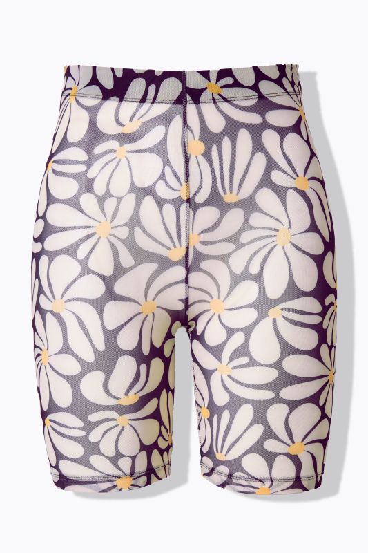 Sheer Floral Biker Shorts