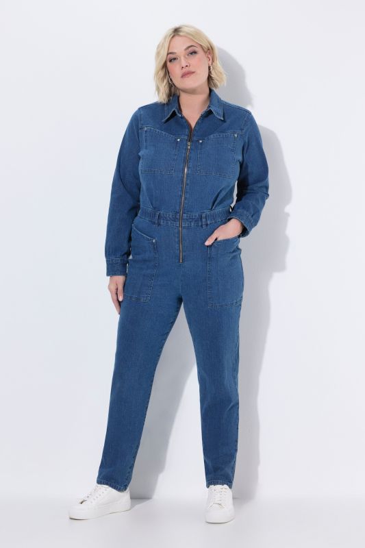 Long Sleeve Denim Jumpsuit