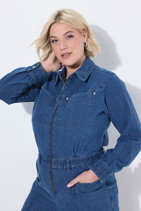 Long Sleeve Denim Jumpsuit