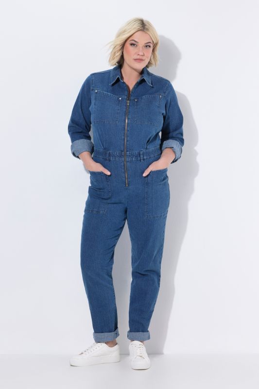 Long Sleeve Denim Jumpsuit