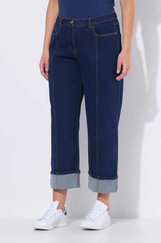 Decorative Seam Turn-Up Jeans