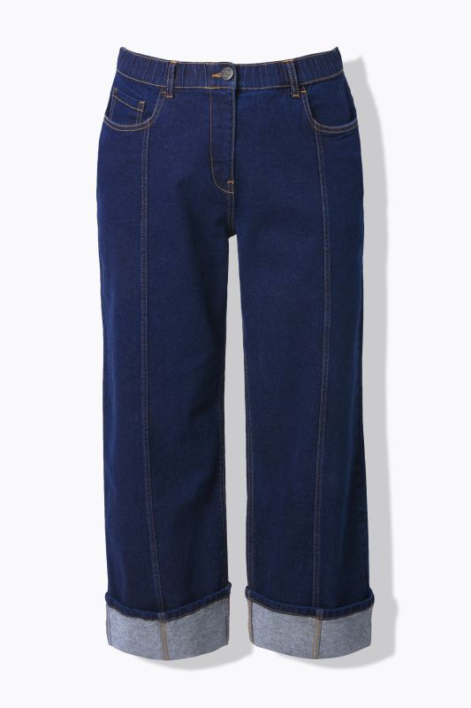 Decorative Seam Turn-Up Jeans