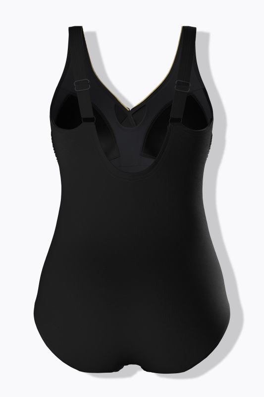 Бански със златни кантове на деколтето