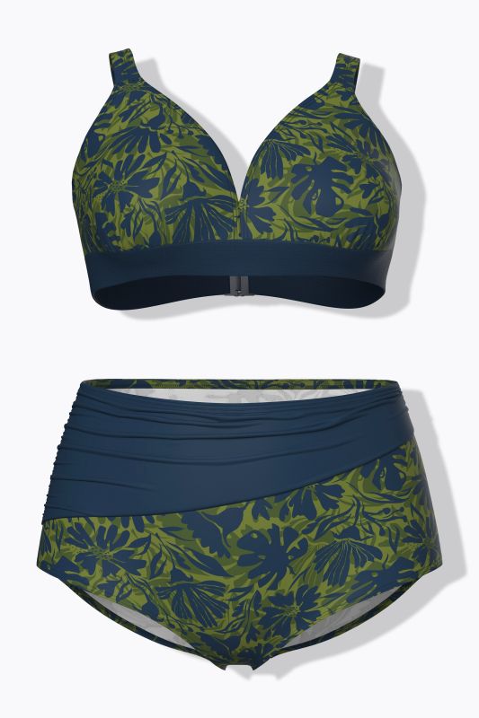 Tropical Leaf Print Bikini Set