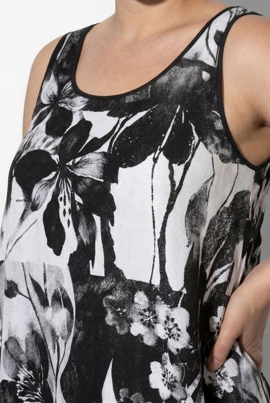 Monochromatic Flower Print Dress