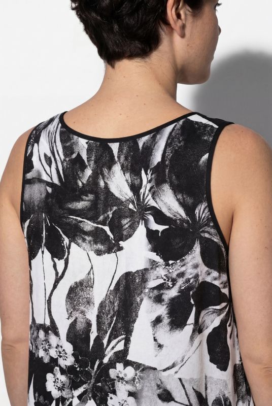 Monochromatic Flower Print Dress