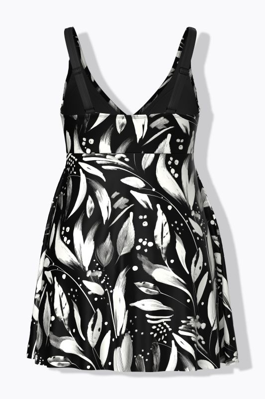 Бански тип рокля с монохромни цветя