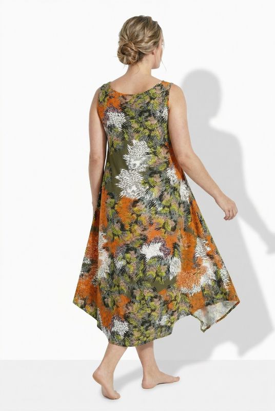 Mask Motif Abstract Print Dress