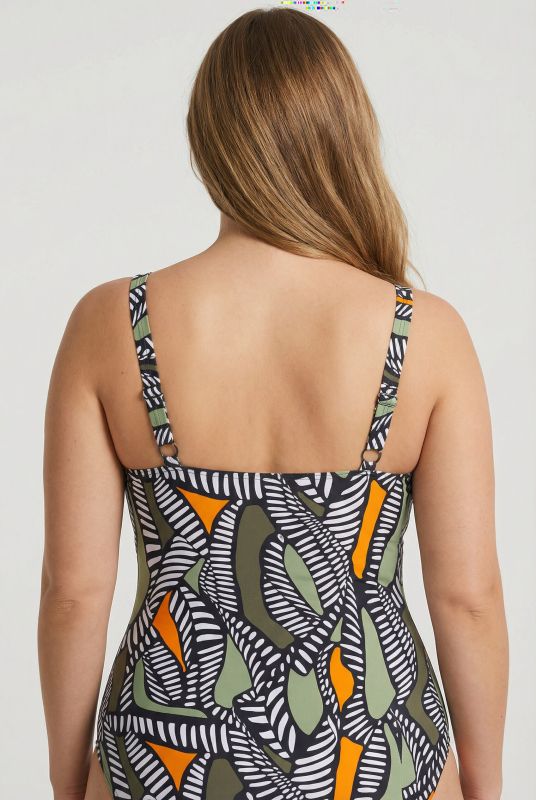 Бански с графичен принт и визия тип прегърни ме