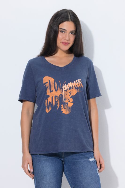 Тениска с надпис и принт на пеперуда