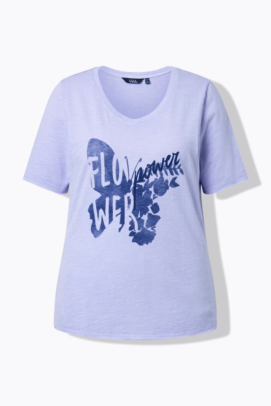 Тениска с надпис и принт на пеперуда