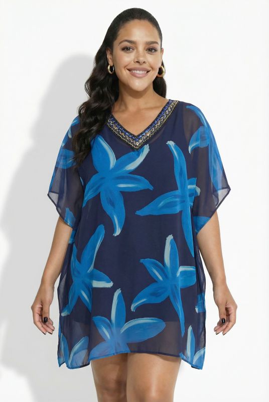 Парео тип туника с флорален принт