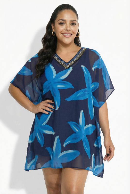 Парео тип туника с флорален принт