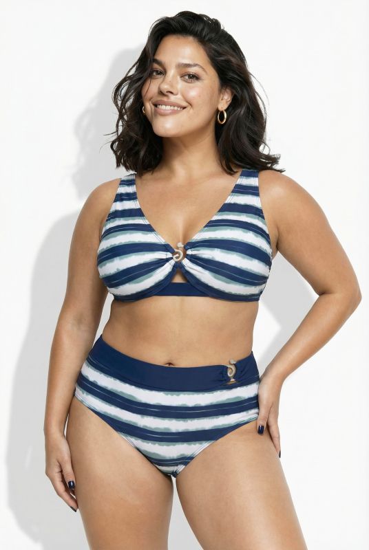 Spiral Ring Striped Bikini Set