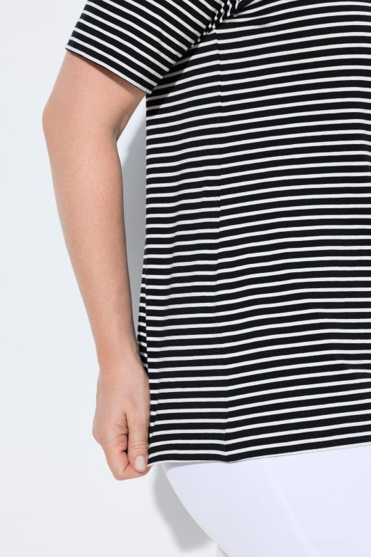 Striped Pima Cotton Boat Neck Tee