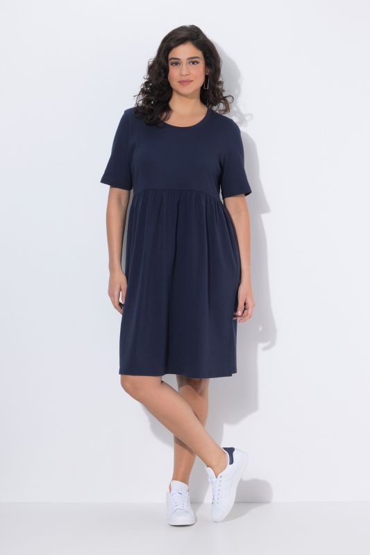 Ribbed Bodice Short Sleeve Jersey Dress