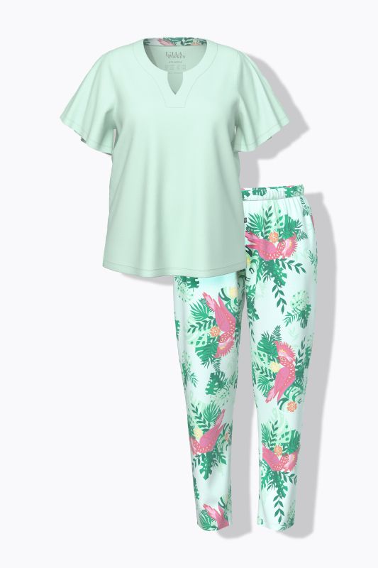 Tropical Bird Short Sleeve Pajama Set