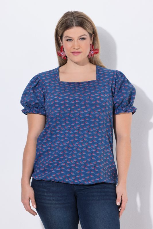 Bird Print Puff Sleeve Tee