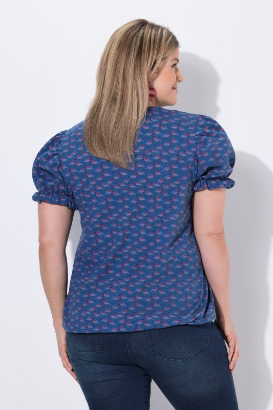 Bird Print Puff Sleeve Tee